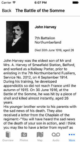 The Battle of the Somme - John Harvey Biography